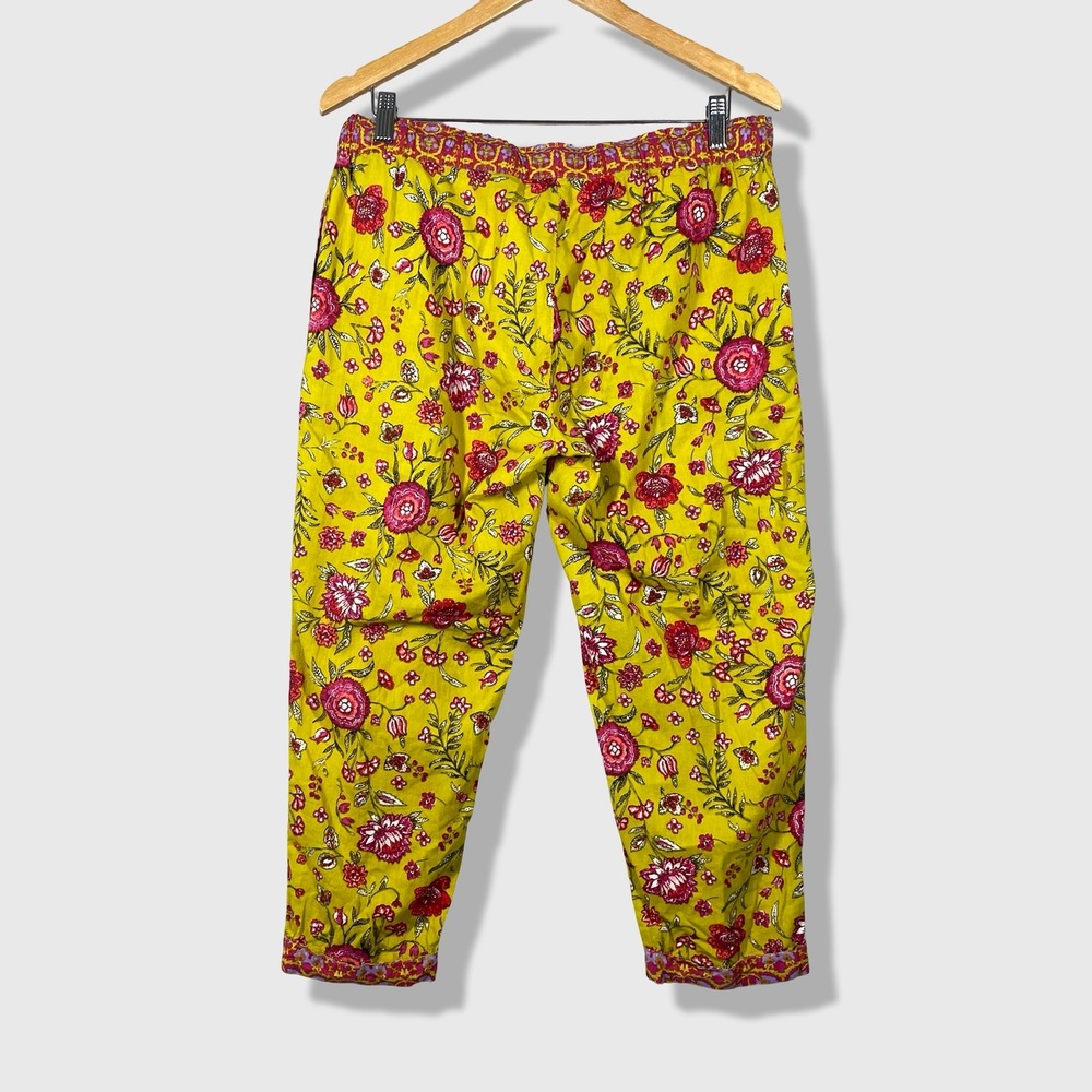 Sundance Floral Cotton Pants Womens S Lightweight Boho Cottagecore Botanical - Picture 4 of 8